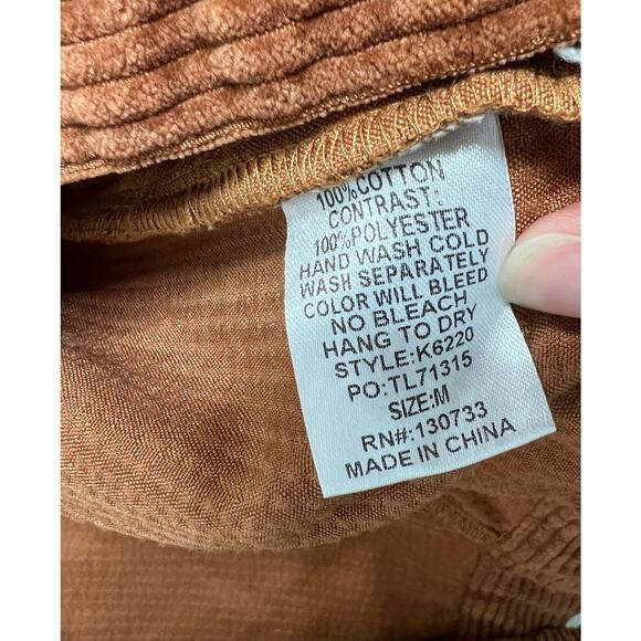 Umgee Color Block Corduroy Jacket Leopard Print Shacket Brown Size Medium - Picture 7 of 9